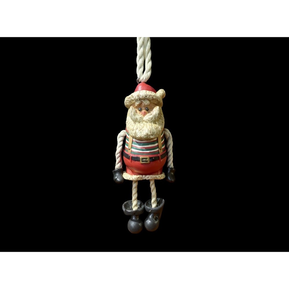 2002 Kurt Adler Santa Claus Ornament Hanging Rope Legs Boots Christmas‎ vintage